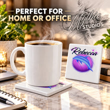 I010 Dolphin ceramic coaster by Mythic Airbrush, original Air-Volution design — product image 4