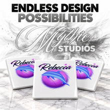I010 Dolphin ceramic coaster by Mythic Airbrush, original Air-Volution design — product image 6
