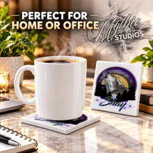 I011 Howling Wolf ceramic coaster by Mythic Airbrush, original Air-Volution design — product image 4