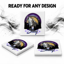 I011 Howling Wolf ceramic coaster by Mythic Airbrush, original Air-Volution design — product image 7