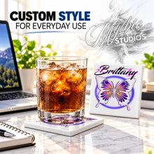 I012 Butterfly ceramic coaster by Mythic Airbrush, original Air-Volution design — product image 2