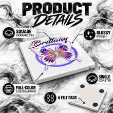 I012 Butterfly ceramic coaster by Mythic Airbrush, original Air-Volution design — product image 3