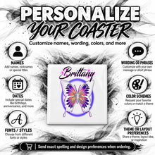 I012 Butterfly ceramic coaster by Mythic Airbrush, original Air-Volution design — product image 5