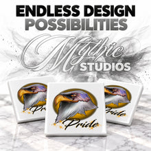 I013 American Flag Bald Eagle ceramic coaster by Mythic Airbrush, original Air-Volution design — product image 6