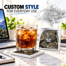 I014 Tiger and cub ceramic coaster by Mythic Airbrush, original Air-Volution design — product image 2