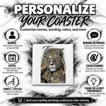 I014 Tiger and cub ceramic coaster by Mythic Airbrush, original Air-Volution design — product image 5