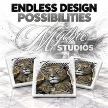 I014 Tiger and cub ceramic coaster by Mythic Airbrush, original Air-Volution design — product image 6