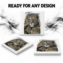 I014 Tiger and cub ceramic coaster by Mythic Airbrush, original Air-Volution design — product image 7