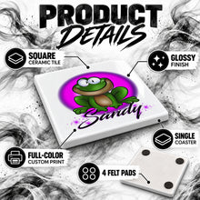 I015 Frog ceramic coaster by Mythic Airbrush, original Air-Volution design — product image 3