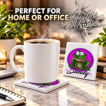 I015 Frog ceramic coaster by Mythic Airbrush, original Air-Volution design — product image 4