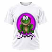 Personalized Frog T-Shirt, front-view T-shirt mockup featuring custom Air-Volution artwork by Mythic Airbrush