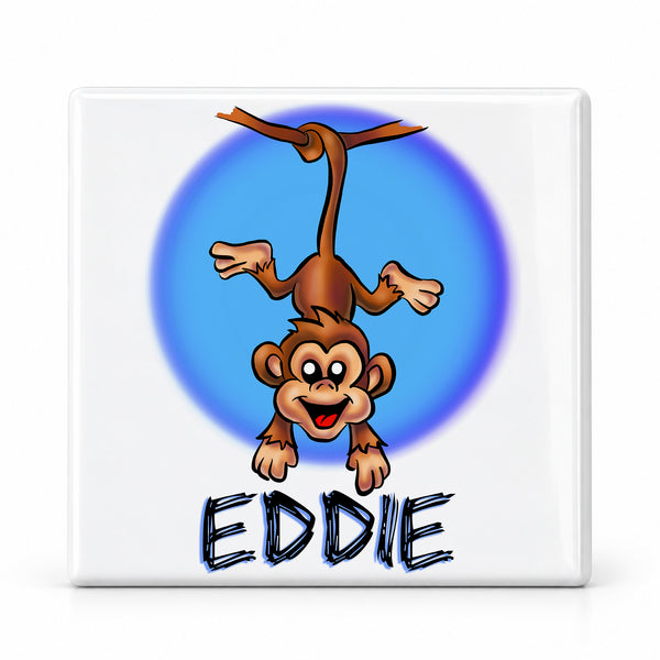 I016 Monkey ceramic coaster by Mythic Airbrush, original Air-Volution design — main image