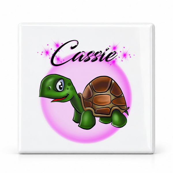 I017 Turtle ceramic coaster by Mythic Airbrush, original Air-Volution design — main image