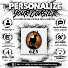 I019 Deer Hunting ceramic coaster by Mythic Airbrush, original Air-Volution design — product image 5
