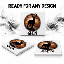 I019 Deer Hunting ceramic coaster by Mythic Airbrush, original Air-Volution design — product image 7