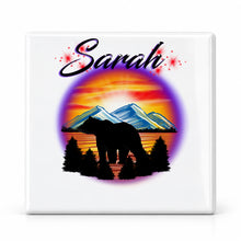 I020 Bear ceramic coaster by Mythic Airbrush, original Air-Volution design — main image