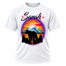 Personalized Bear T-Shirt, front-view T-shirt mockup featuring custom Air-Volution artwork by Mythic Airbrush