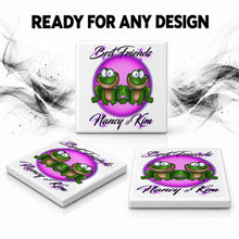 I022 Best Friend Frogs ceramic coaster by Mythic Airbrush, original Air-Volution design — product image 7