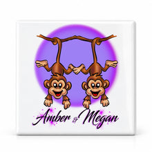I023 Best Friend Monkeys ceramic coaster by Mythic Airbrush, original Air-Volution design — main image