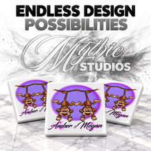 I023 Best Friend Monkeys ceramic coaster by Mythic Airbrush, original Air-Volution design — product image 6