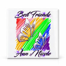 I024 Best Friend Butterflies ceramic coaster by Mythic Airbrush, original Air-Volution design — main image