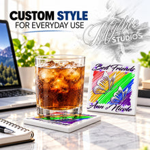 I024 Best Friend Butterflies ceramic coaster by Mythic Airbrush, original Air-Volution design — product image 2