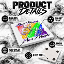 I024 Best Friend Butterflies ceramic coaster by Mythic Airbrush, original Air-Volution design — product image 3