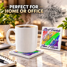 I024 Best Friend Butterflies ceramic coaster by Mythic Airbrush, original Air-Volution design — product image 4