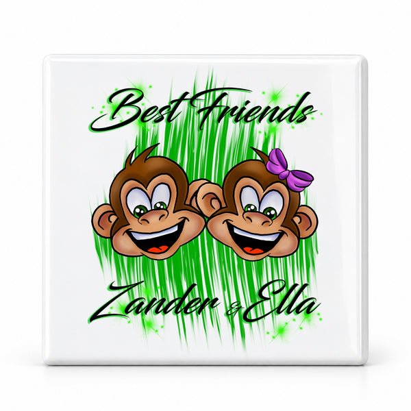 I027 Monkeys ceramic coaster by Mythic Airbrush, original Air-Volution design — main image