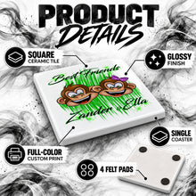 I027 Monkeys ceramic coaster by Mythic Airbrush, original Air-Volution design — product image 3