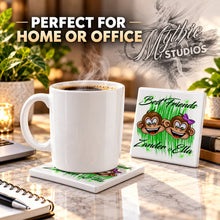 I027 Monkeys ceramic coaster by Mythic Airbrush, original Air-Volution design — product image 4