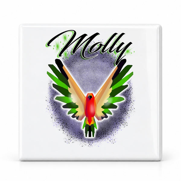 I029 Bird ceramic coaster by Mythic Airbrush, original Air-Volution design — main image