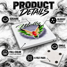 I029 Bird ceramic coaster by Mythic Airbrush, original Air-Volution design — product image 3