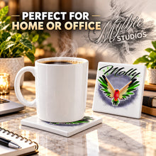 I029 Bird ceramic coaster by Mythic Airbrush, original Air-Volution design — product image 4
