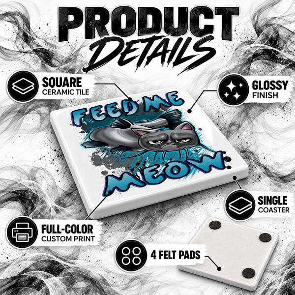 I030 Catfish ceramic coaster by Mythic Airbrush, original Air-Volution design — product image 3