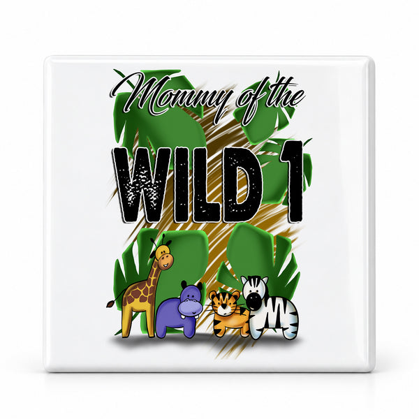 I031 Safari Animals ceramic coaster by Mythic Airbrush, original Air-Volution design — main image