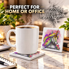 I032 Rainbow Unicorn ceramic coaster — PT03 photo