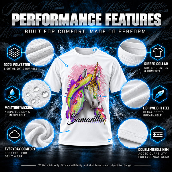 Personalized Rainbow Unicorn T-Shirt by Mythic Airbrush, additional product image 3