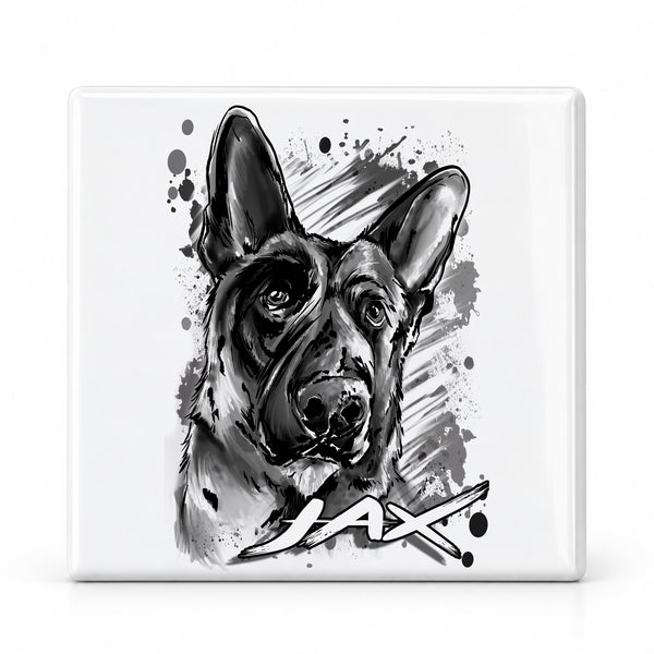 I036 German Shepherd ceramic coaster — MAIN photo