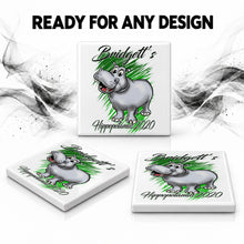 I037 Cartoon Hippo ceramic coaster — PT06 photo