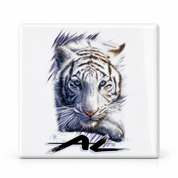 I039 White Tiger ceramic coaster — MAIN photo