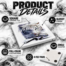 I039 White Tiger ceramic coaster — PT02 photo
