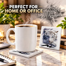 I039 White Tiger ceramic coaster — PT03 photo