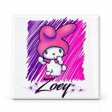 LB005 Kitty Rabbit ceramic coaster by Mythic Airbrush, original Air-Volution design — main image
