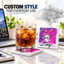 LB005 Kitty Rabbit ceramic coaster by Mythic Airbrush, original Air-Volution design — product image 2