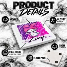 LB005 Kitty Rabbit ceramic coaster by Mythic Airbrush, original Air-Volution design — product image 3