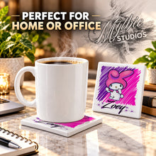LB005 Kitty Rabbit ceramic coaster by Mythic Airbrush, original Air-Volution design — product image 4
