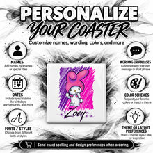 LB005 Kitty Rabbit ceramic coaster by Mythic Airbrush, original Air-Volution design — product image 5