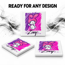 LB005 Kitty Rabbit ceramic coaster by Mythic Airbrush, original Air-Volution design — product image 7