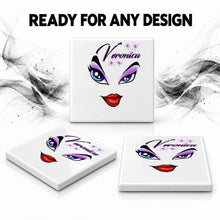 LB012 Brat Diva Eyes and Lips ceramic coaster by Mythic Airbrush, original Air-Volution design — product image 7